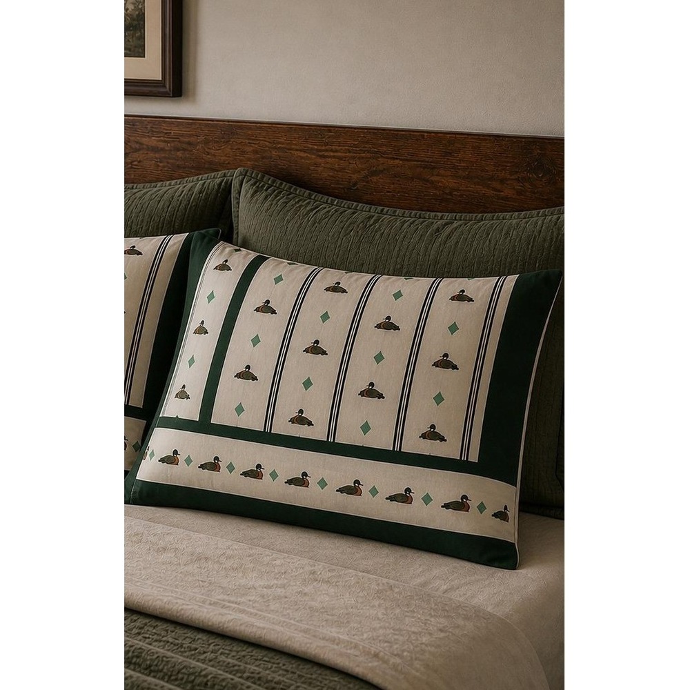 Vintage Cannon Fieldcrest Mallard Duck Pillowcase Hunter Green Standard 1pc